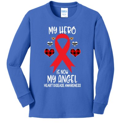 Heart Disease Awareness Remembrance Hero Is Now My Angel Gift Kids Long Sleeve Shirt