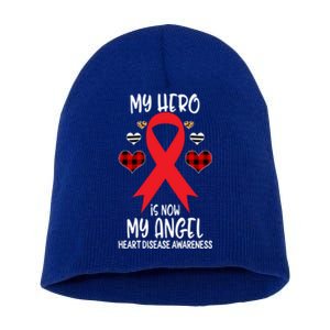 Heart Disease Awareness Remembrance Hero Is Now My Angel Gift Short Acrylic Beanie