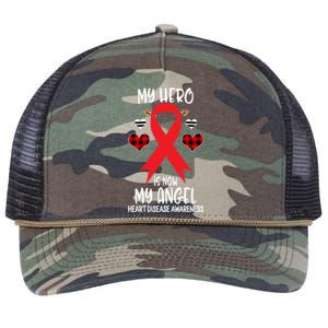 Heart Disease Awareness Remembrance Hero Is Now My Angel Gift Retro Rope Trucker Hat Cap