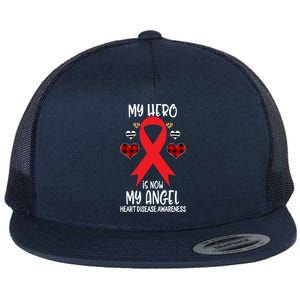 Heart Disease Awareness Remembrance Hero Is Now My Angel Gift Flat Bill Trucker Hat