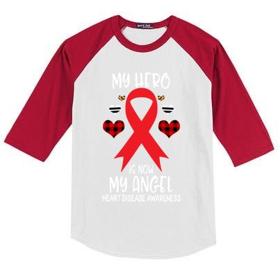 Heart Disease Awareness Remembrance Hero Is Now My Angel Gift Kids Colorblock Raglan Jersey