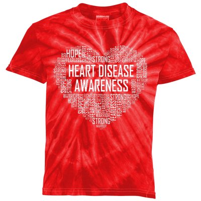 Heart Disease Awareness Heart Gift February Wear Red Kids Tie-Dye T-Shirt