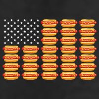 Hot Dog American Flag July 4th Patriotic Summer BBQ Funny 7 Panel Mesh Trucker Snapback Hat