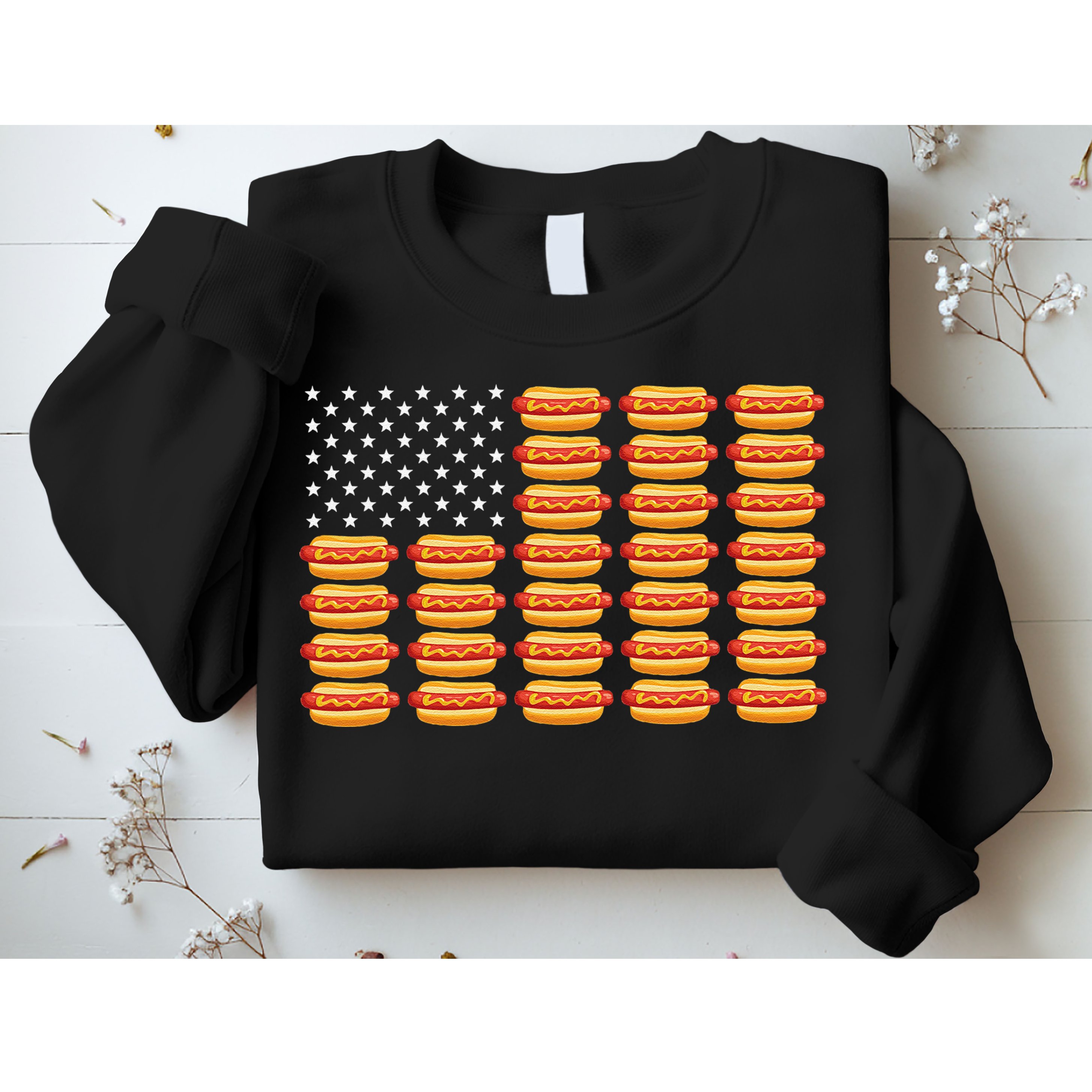 Hot Dog American Flag July 4th Patriotic Summer BBQ Funny Sweatshirt