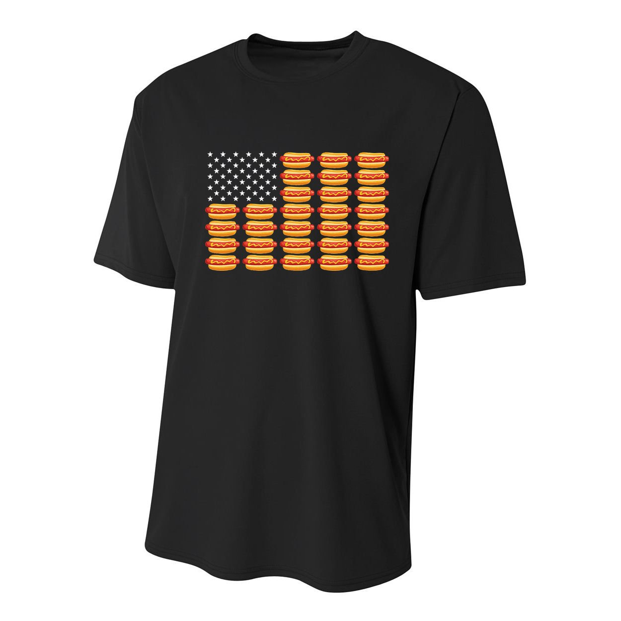 Hot Dog American Flag July 4th Patriotic Summer BBQ Funny Youth Performance Sprint T-Shirt