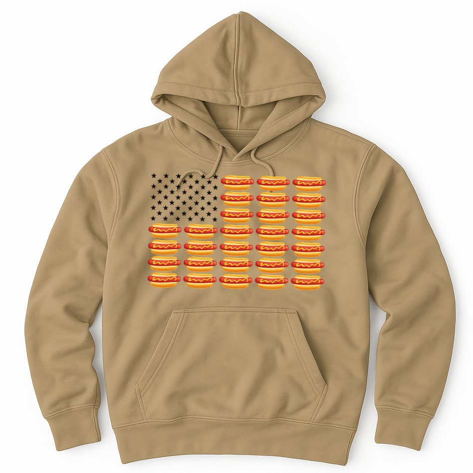 Hot Dog American Flag July 4th Patriotic Summer BBQ Funny Hoodie