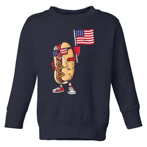 Hot Dog American Flag July 4th Patriotic Summer USA Funny Gift Toddler Sweatshirt