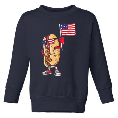 Hot Dog American Flag July 4th Patriotic Summer USA Funny Gift Toddler Sweatshirt