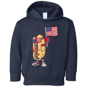 Hot Dog American Flag July 4th Patriotic Summer USA Funny Gift Toddler Hoodie