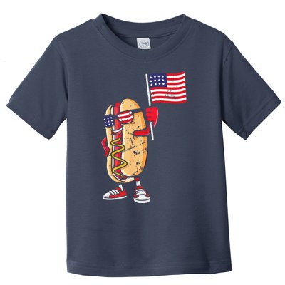 Hot Dog American Flag July 4th Patriotic Summer USA Funny Gift Toddler T-Shirt