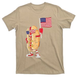 Hot Dog American Flag July 4th Patriotic Summer USA Funny Gift T-Shirt