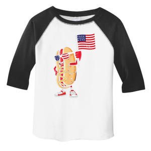 Hot Dog American Flag July 4th Patriotic Summer USA Funny Gift Toddler Fine Jersey T-Shirt