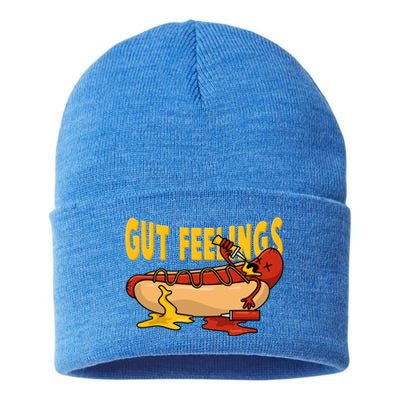 Hot Dog And Bun Gut Feelings Funny Sausage Food Coma Gift Sustainable Knit Beanie