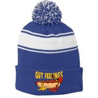 Hot Dog And Bun Gut Feelings Funny Sausage Food Coma Gift Stripe Pom Pom Beanie