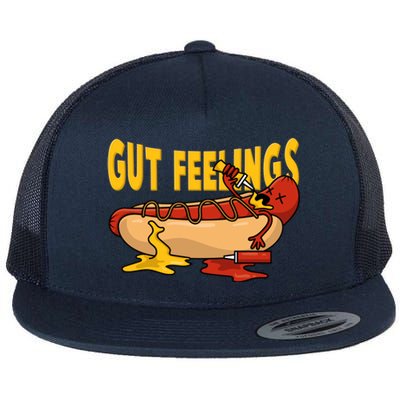 Hot Dog And Bun Gut Feelings Funny Sausage Food Coma Gift Flat Bill Trucker Hat