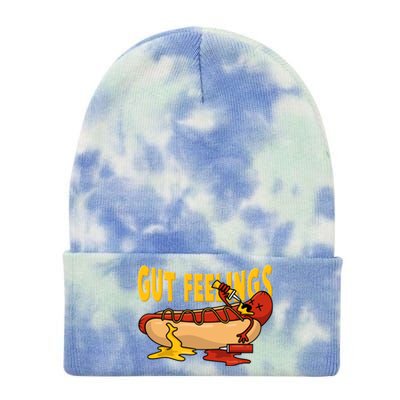 Hot Dog And Bun Gut Feelings Funny Sausage Food Coma Gift Tie Dye 12in Knit Beanie