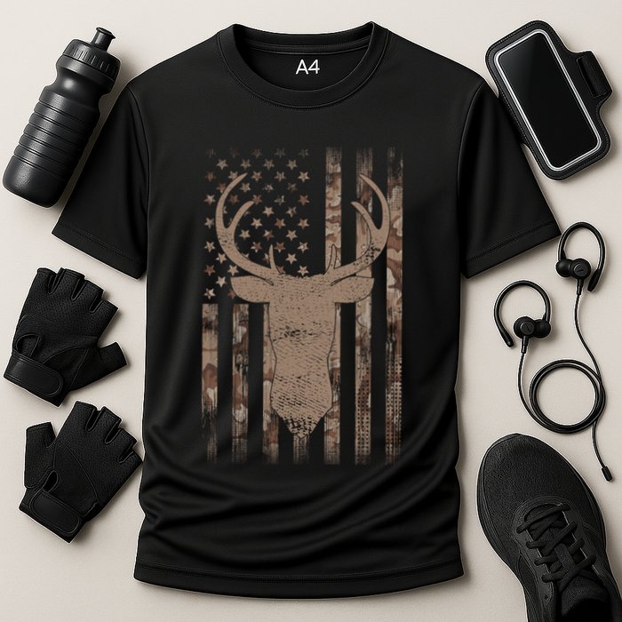 Hunting Deer American Flag Camo Hunter Buck Usa Camouflage Meaningful Gift Cooling Performance Crew T-Shirt