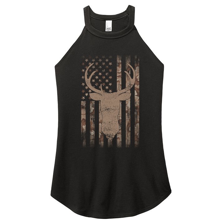 Hunting Deer American Flag Camo Hunter Buck Usa Camouflage Meaningful Gift Women's Perfect Tri Rocker Tank