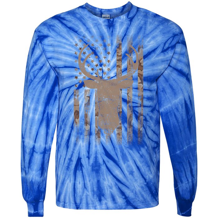 Hunting Deer American Flag Camo Hunter Buck Usa Camouflage Meaningful Gift Tie-Dye Long Sleeve Shirt