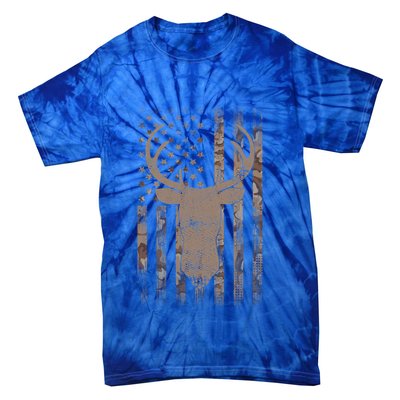 Hunting Deer American Flag Camo Hunter Buck Usa Camouflage Meaningful Gift Tie-Dye T-Shirt