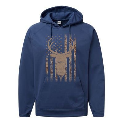 Hunting Deer American Flag Camo Hunter Buck Usa Camouflage Meaningful Gift Performance Fleece Hoodie