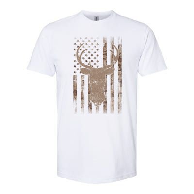 Hunting Deer American Flag Camo Hunter Buck Usa Camouflage Meaningful Gift Softstyle CVC T-Shirt