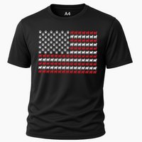 Husky Dog American Flag Patriotic 4th Of July Cooling Performance Crew T-Shirt