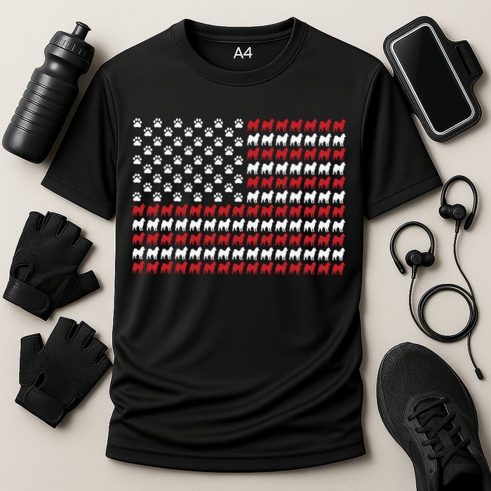 Husky Dog American Flag Patriotic 4th Of July Cooling Performance Crew T-Shirt