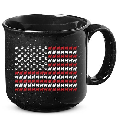 Husky Dog American Flag Patriotic 4th Of July 15oz Campfire Ceramic Mug
