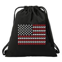 Husky Dog American Flag Patriotic 4th Of July Drawstring Bag