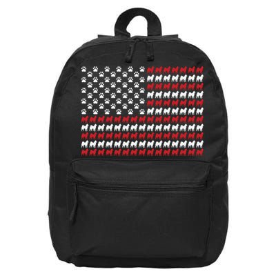 Husky Dog American Flag Patriotic 4th Of July 16 in Basic Backpack