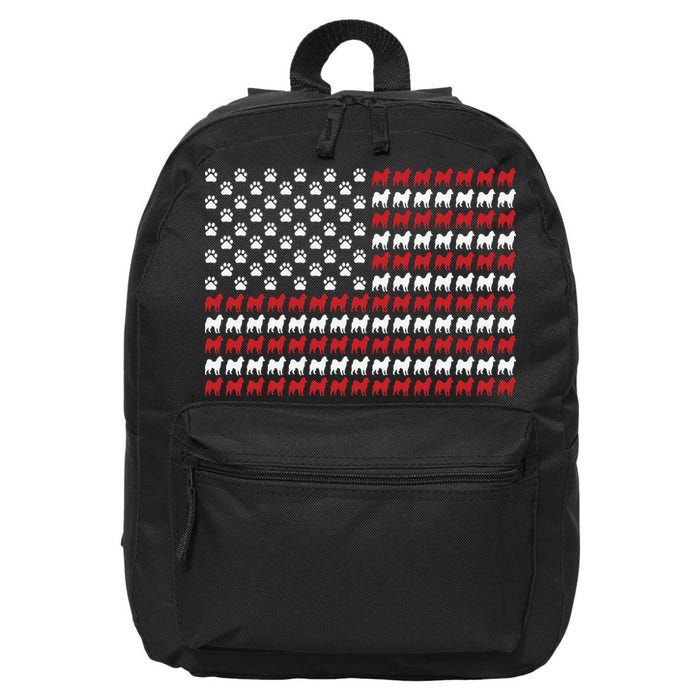 Husky Dog American Flag Patriotic 4th Of July 16 in Basic Backpack