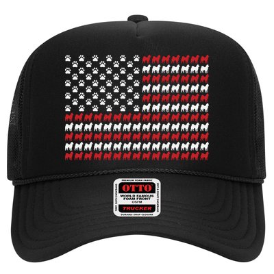 Husky Dog American Flag Patriotic 4th Of July Trucker Hat