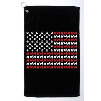 Husky Dog American Flag Patriotic 4th Of July Golf Towel