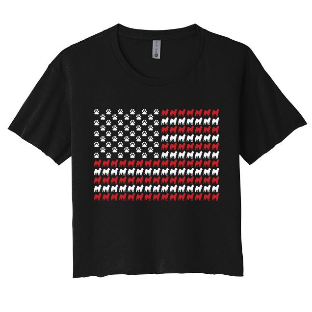 Husky Dog American Flag Patriotic 4th Of July Crop Top