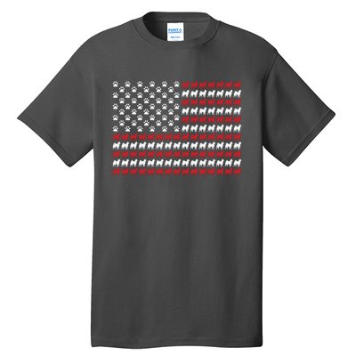 Husky Dog American Flag Patriotic 4th Of July Tall T-Shirt