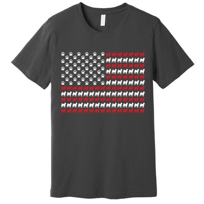 Husky Dog American Flag Patriotic 4th Of July Premium T-Shirt