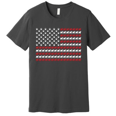 Husky Dog American Flag Patriotic 4th Of July Premium T-Shirt