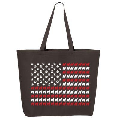 Husky Dog American Flag Patriotic 4th Of July 25L Jumbo Tote