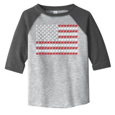 Husky Dog American Flag Patriotic 4th Of July Toddler Fine Jersey T-Shirt
