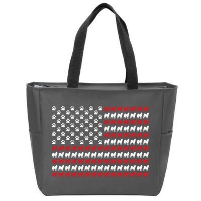 Husky Dog American Flag Patriotic 4th Of July Zip Tote Bag
