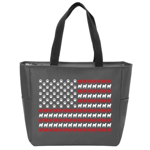 Husky Dog American Flag Patriotic 4th Of July Zip Tote Bag
