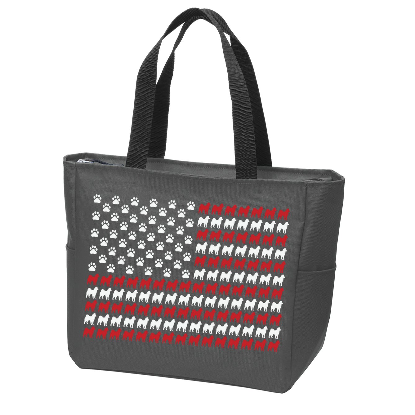Husky Dog American Flag Patriotic 4th Of July Zip Tote Bag