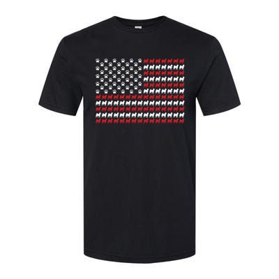 Husky Dog American Flag Patriotic 4th Of July Softstyle® CVC T-Shirt