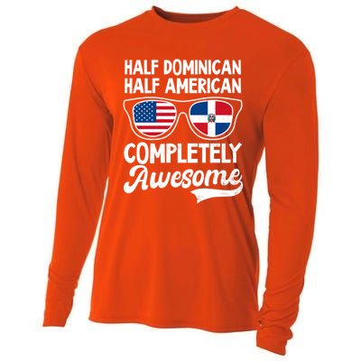 Half Dominican American Awesome Design Dominican Republic Gift Cooling Performance Long Sleeve Crew