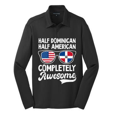 Half Dominican American Awesome Design Dominican Republic Gift Silk Touch Performance Long Sleeve Polo