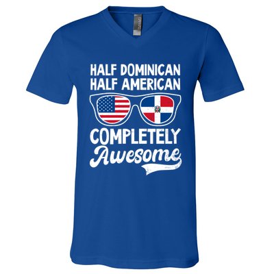 Half Dominican American Awesome Design Dominican Republic Gift V-Neck T-Shirt