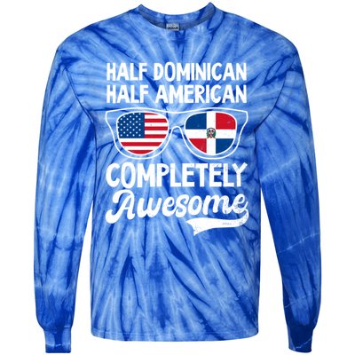 Half Dominican American Awesome Design Dominican Republic Gift Tie-Dye Long Sleeve Shirt