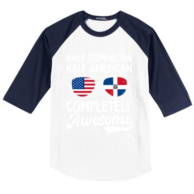 Half Dominican American Awesome Design Dominican Republic Gift Baseball Sleeve Shirt