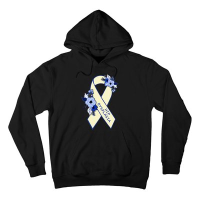 Hip Dysplasia Awareness Floral Blue White Ribbon Pocket Size Hoodie